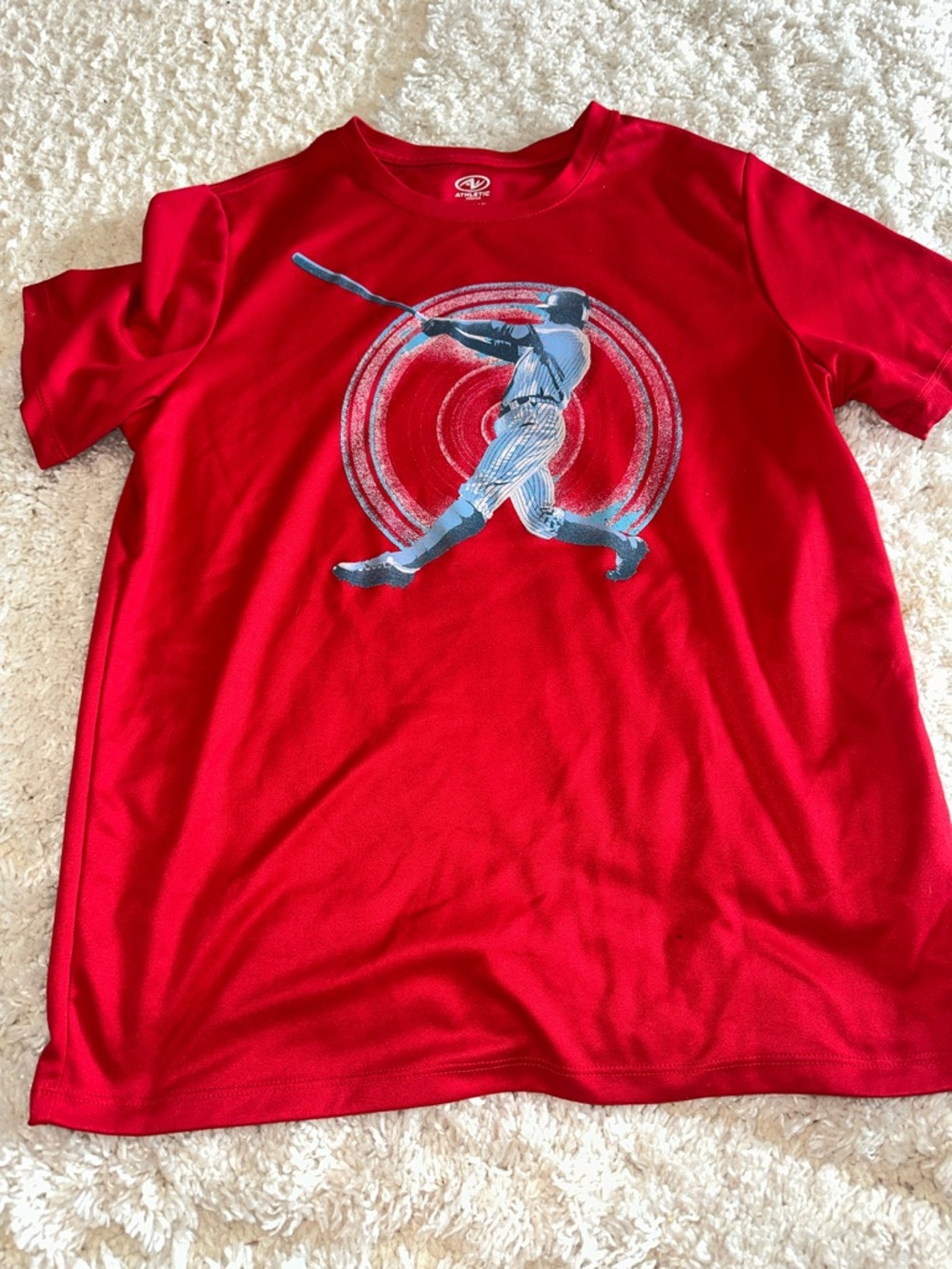 Boys Red Graphic Baseball Batter Tee